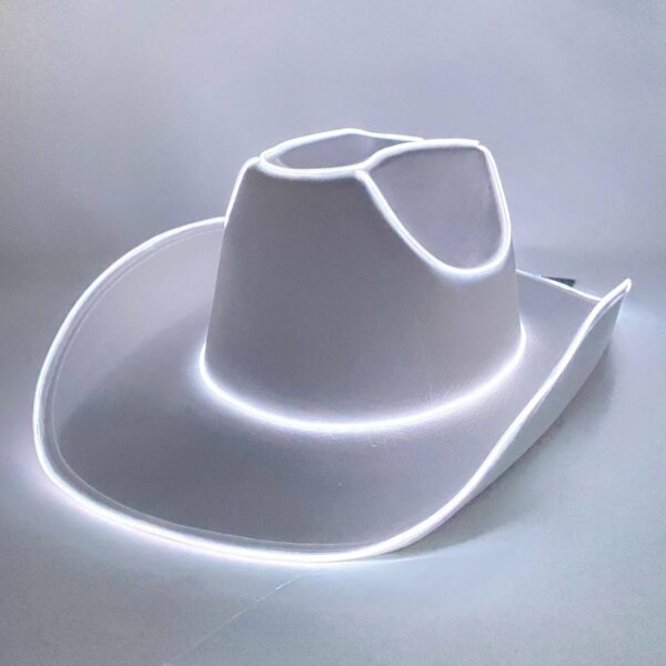 White LED Cowgirl Cowboy hat perfect for brides, bachelorette parties, scottsdale nights out or completing your western look.