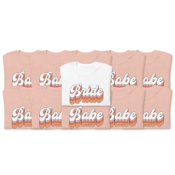 Rose colored Brides and Baches t-shirt package for bachelorette party.