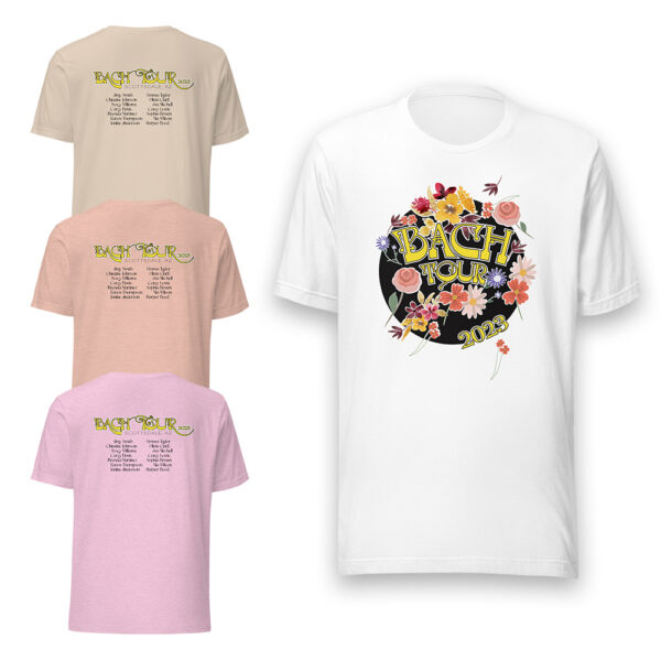 Our Bach Bash Shirt Package comes in your choice of white, natural, peach or lilac.